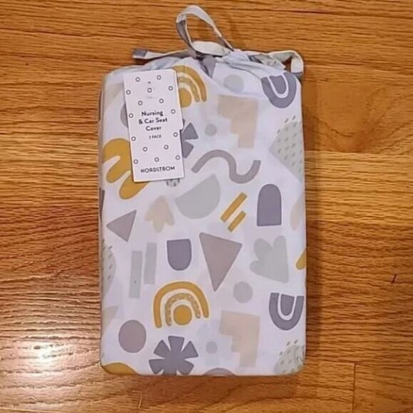 CLEARANCE Nordstrom Geo Blocks & Shapes Nursing & Car Seat Cover Set - Picture 1 of 2